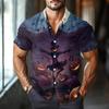 Men's Fashion Casual Loose Halloween Printed Short Sleeve Shirt