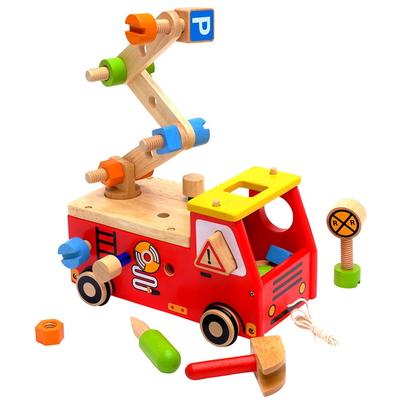 Игрушка Активная пожарная машина Развивающая игрушка Деревянная игрушка Притворись плотницким молотком Игрушка Подарок на день рождения для мальчиков 2 и 3 лет Я обучаюсь
