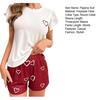 Women Ruffle Cap Sleeve Pajama Set Heart Print Top And Shorts Sleepwear Set Summer Casual Two-Piece Nightwear Lounge Set