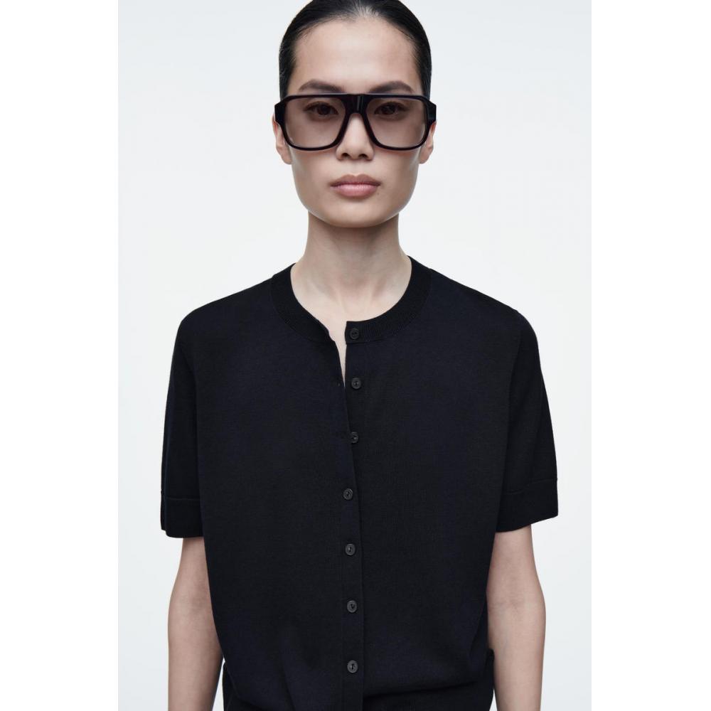 COS Кардиган с короткими рукавами из смеси японской мериносовой шерсти