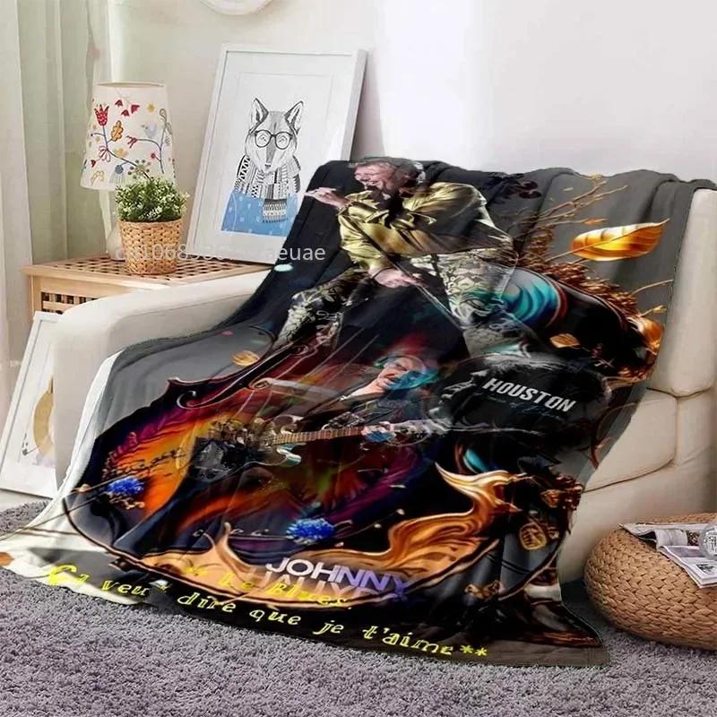 Rock Star Johnny Hallyday Flannel Blanket Rock'n Roll Soft Cover Lightweight Warm Plush Bed Sofa Chair Blanket
