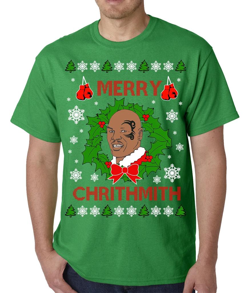 Ugly Christmas Sweater Mike Tyson Merry Chrithmith TShirt 100 Cotton ONeck Summer Short Sleeve Casual Mens Tshirt Size S3XL