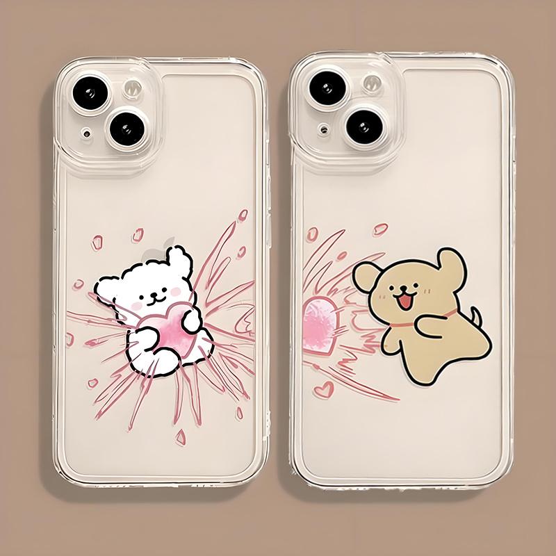 Корейская пара любителей мальтийских болонок Чехол для телефона For iPhone 17 Pro Max 16 Pro 15 Plus 14 13 mini 12 11 16E Plus 17Air Модный чехол