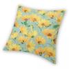 Golden Yellow Daisies Sage Green Pillowcase Polyester Linen Velvet Creative Zip Decorative Throw Pillow Case Sofa Cushion Cover