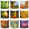 Autumn Yellow Forest Stream Landscape Print Pattern Tapestry Home Living Room Bedroom Wall Decor Background Cloth Tapestry