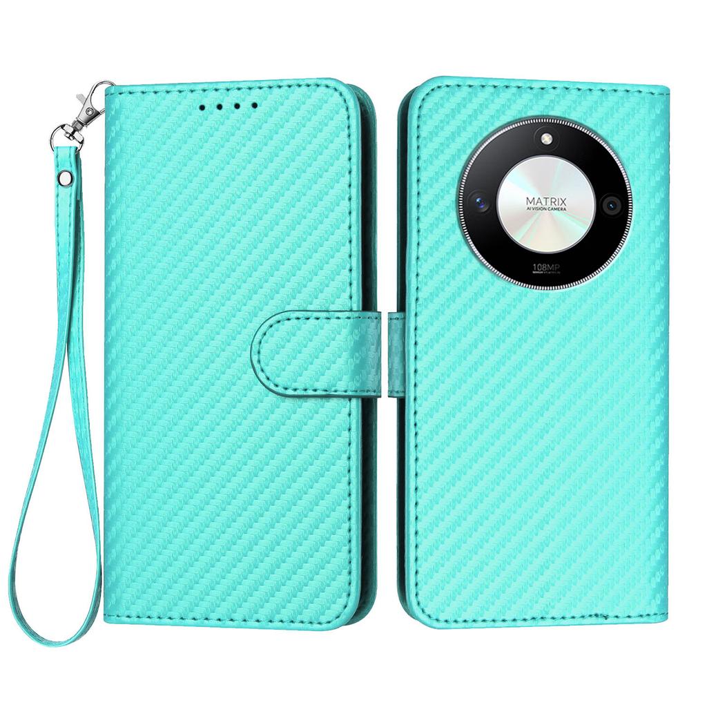 For Honor X9b 5G/Honor Magic6 Lite 5G/Honor X50 GT 5G/Honor X50 Pro 5G/Honor X50 5G Wallet Case with Strap Carbon Fiber Texture Leather Mobile Cover