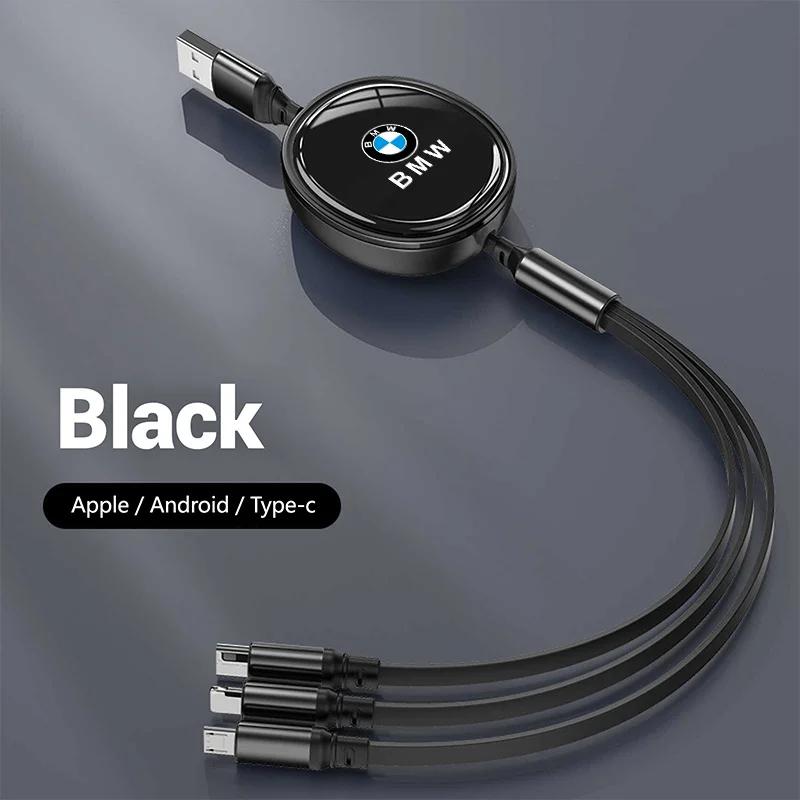 UYDH3 Hot 2025 Cable Scalable Phone Car Interior 3 In 1 USB Fast Charging Cable For BMW Series X1 X3 X4 X6 E90 E91 I3 I4 F30 F48 F30 F