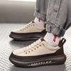 Fashion Brand Men's Lace Up Comfortable Thick Soled Outdoor Sports Shoes In Spring Classic White/brown Men Casual Fashion Shoes