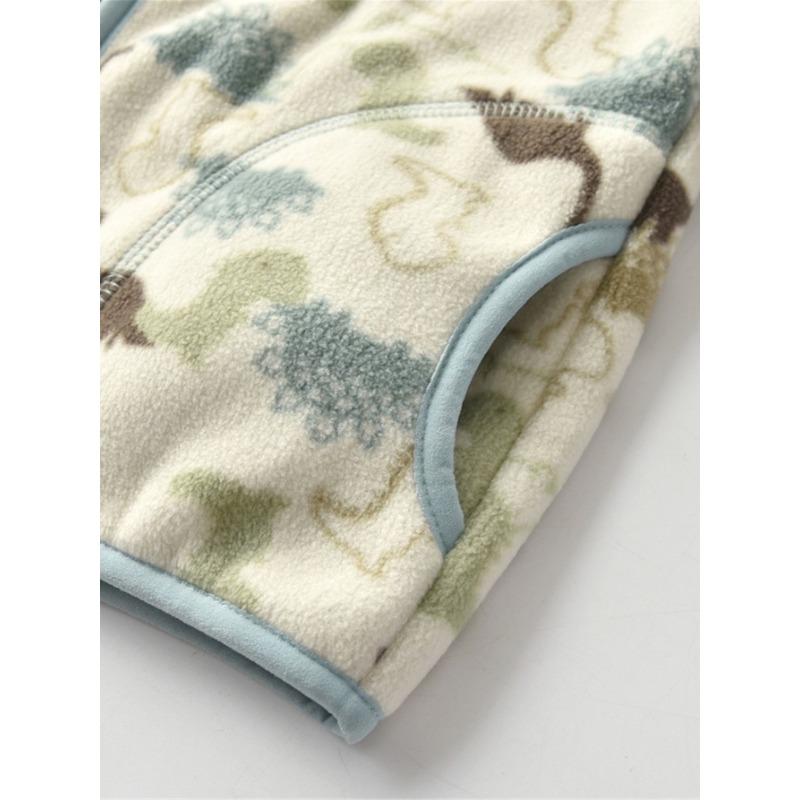 New Boys Cute Cartoon Animal Printed Casual Warm Thickened Stand Collar Zipper Jacket