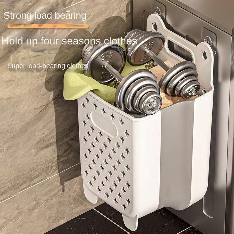 Корзину для грязной одежды можно сложить и повесить на стену без пробивания домашней ванной, нижнего белья, корзина для белья