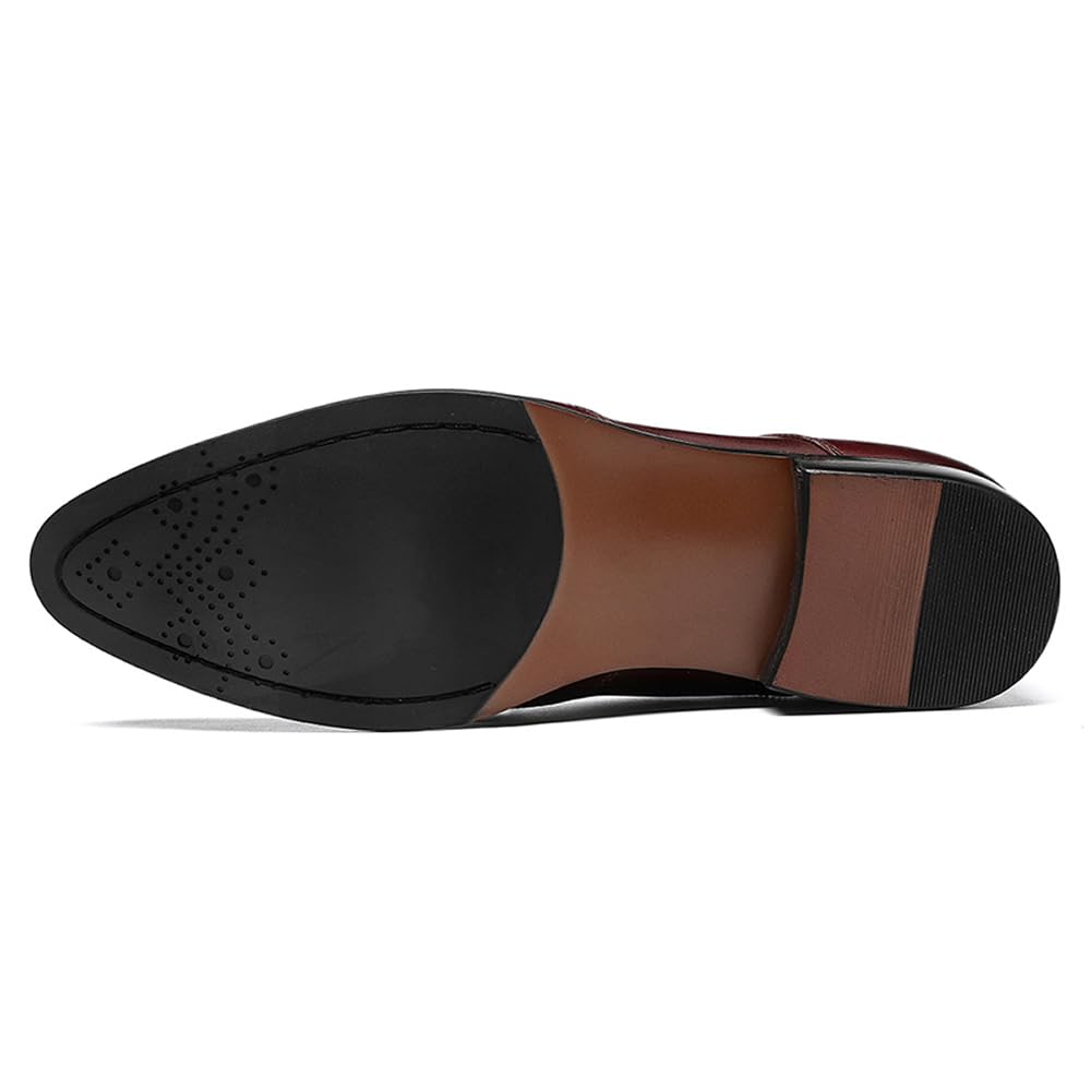 Туфли Business Outer Straight Wing Genuine Leather [ASTONMJAZZ], Мужская обувь, Wings, Tip, Tip, Мужская кожа, Туфли, Черный/Вино-красный/коричневый (Красное вино,