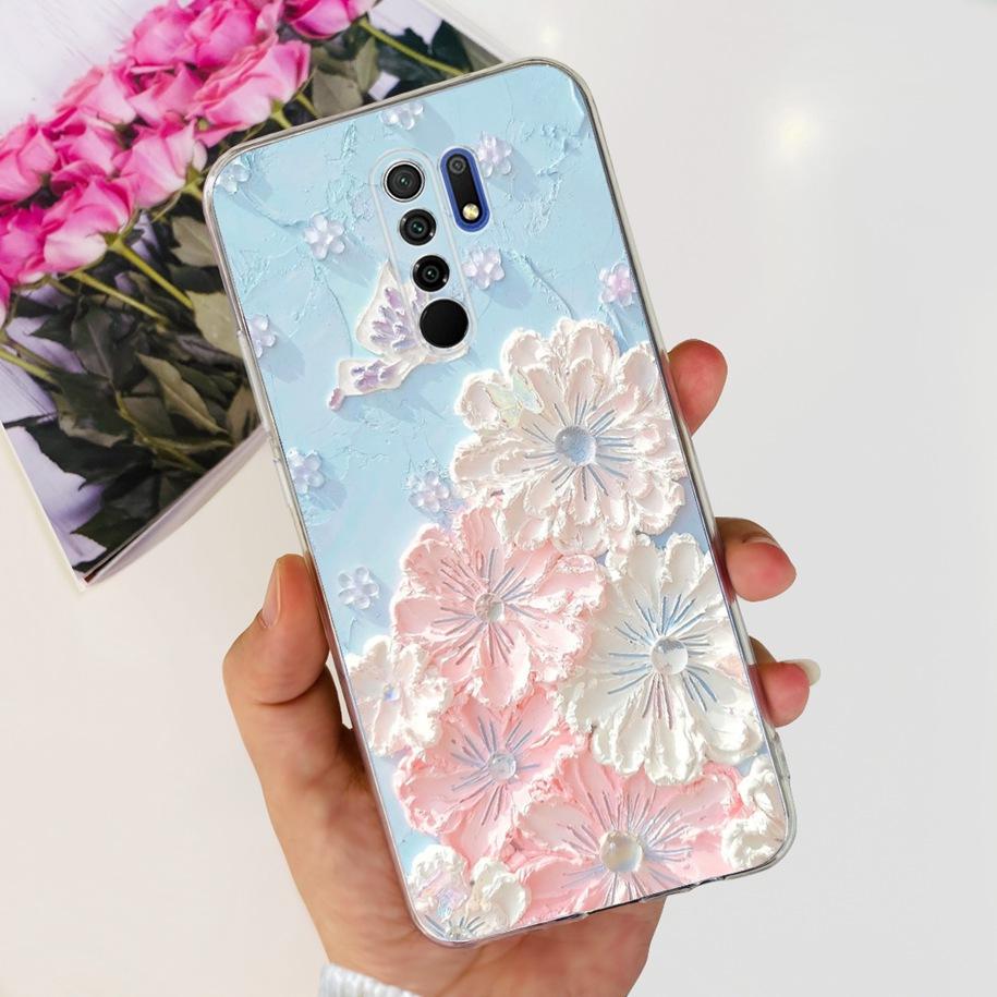 For Xiaomi Redmi 9 Case 6.53" Cover For Redmi 9 Flower Butterfly Transparent Silicone Soft Phone Covers For Redmi 9 Prime Bumper