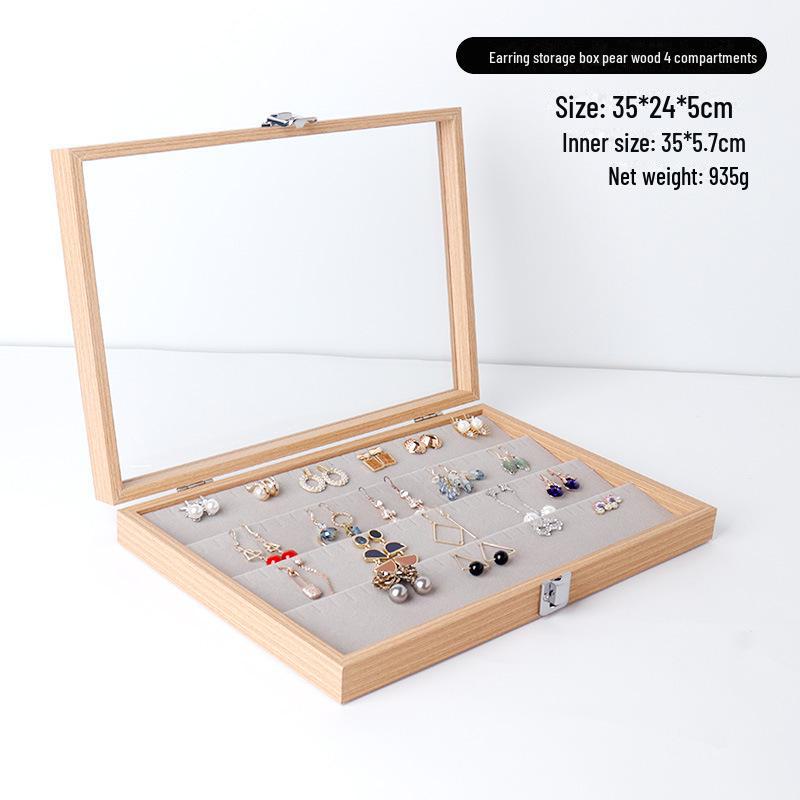 Шкатулка для украшений из розового дерева: Хранилище с чехлом для сережек, часов, браслетов и колец.