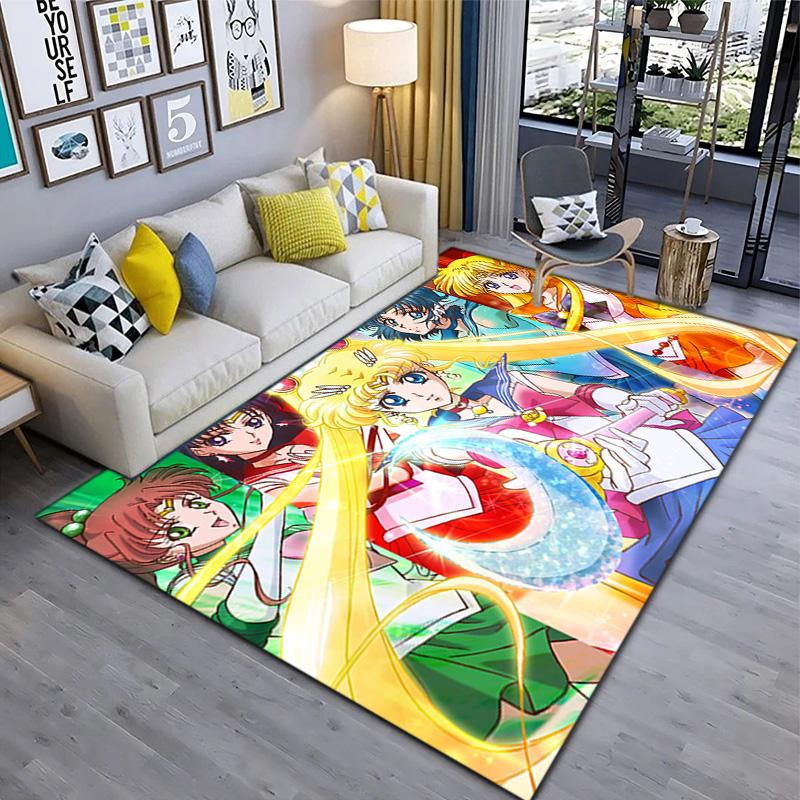 Cute cartoon theme Sailor Moon Tsukino Usagi cartoon rug Multifunctional household anti-slip decorative door mat, outdoor floor mat, and carpet Y5