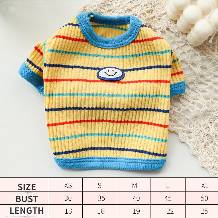 Полосатая рубашка для домашних животных Весенняя одежда для маленьких щенков бишонов, померанских шпицев Осенняя полосатая одежда для двух ног