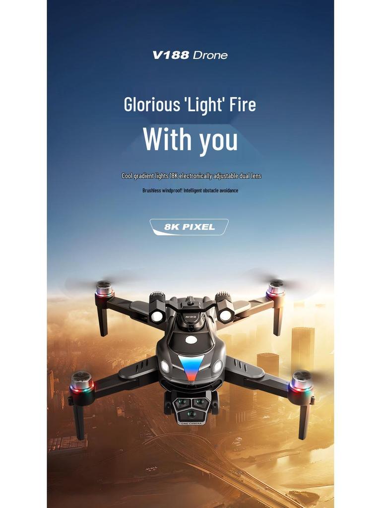 V188 Drone 8K HD Aerial Photography, Long Battery, Four-Axis, Brushless Obstacle Avoidance, Remote Control Airplane Toy