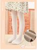 Children's Anti-slip Cotton Pantyhose - Solid Color Vertical Stripes Leggings for Girls - White Dance Socks