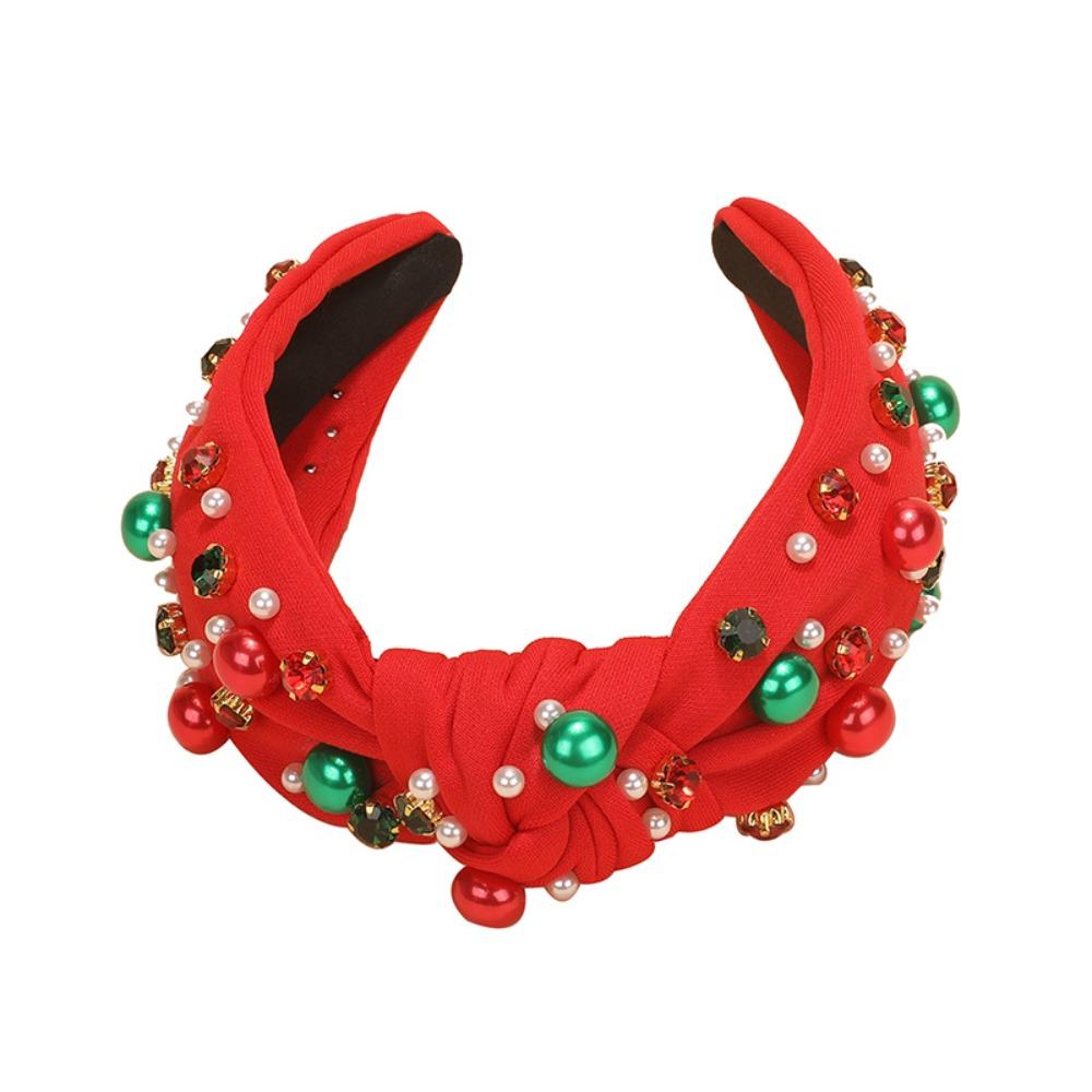 Adjustable Christmas Headband All-match Pearl Rhinestone Hair Hoop Fashion Christmas Headdress