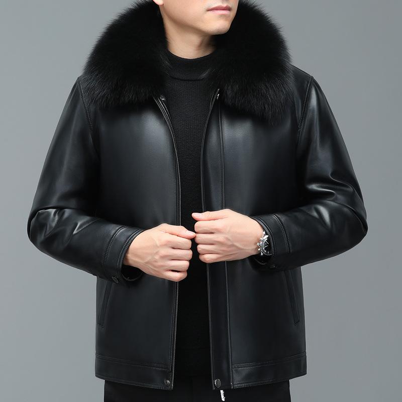 Leather Jacket Men's Genuine Leather Men's Winter New Fox Fur Collar Removable Lining Sheepskin Down Jacket Men's Jacket
