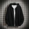 Men Hooded Jacket Zip-up Loose Sweatshirt Jacket Solid Color Casual Spring Autumn Hoodie for Sports School Street Daily Wear