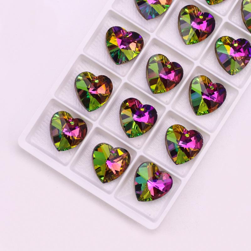 Heart Gem Crystal Rhinestone Pendant for DIY Earrings