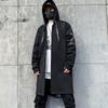 Streetwear Spring Fashion Casual Trench Coats Men Harajuku Hooded Ribbons Medium Long Men's Jacket
