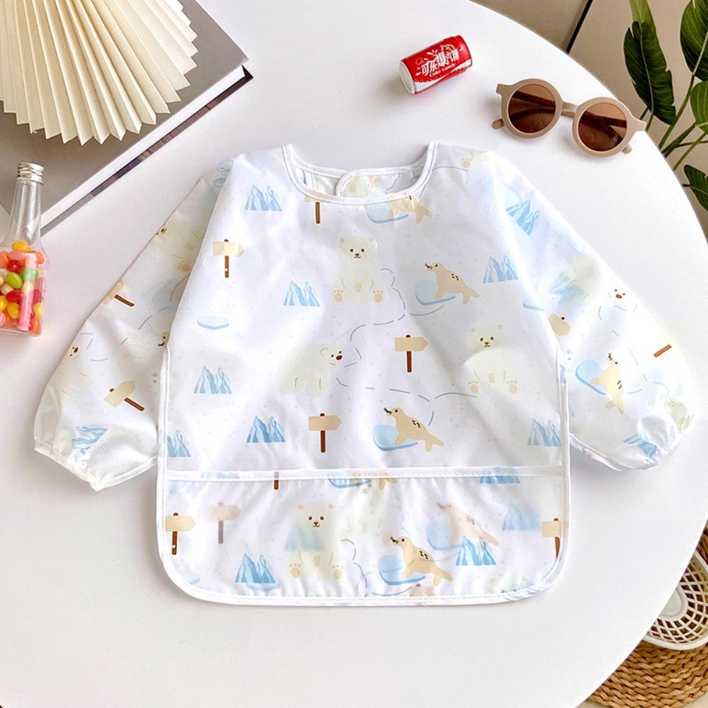 Adjustable Full Sleeve Apron Protective Front Long Sleeve Feeding Smock Durable Baby Bibs