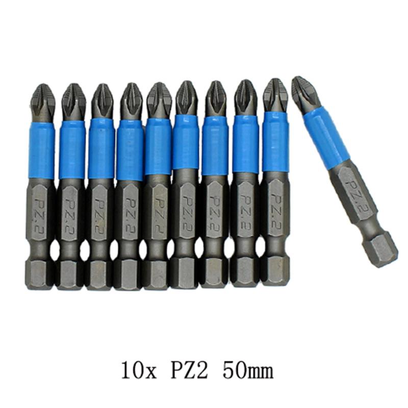 10Pc 25/50mm Screwdriver Bits Anti-slip Magnetic Drill Bits 1/4Inch Hex Shank Hand Tools Electric Drill PH1 PH2 PH3 PZ1 PZ2 PZ3