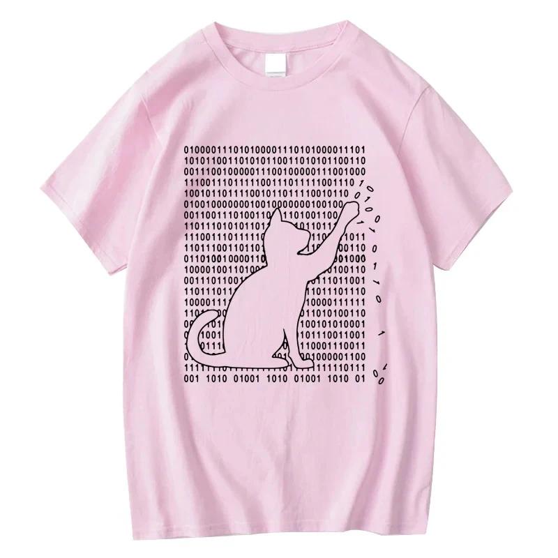 Men's High Quality T-shirt 100% Cotton Funny Cat Design Print Summer Loose Short Sleeve for Men T-Shirt Fashion Streetwear Tops