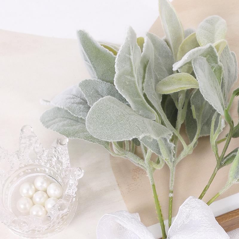 5/10Pcs Artificial Snowflake Velvet Green Leaves For Christmas Tree Wreaths Table Wedding Decor Winter Holidays Home Room Decor