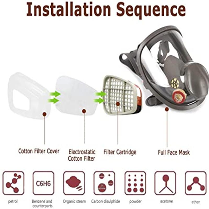 Высокое качество 6800 промышленная краска полнолицевая маска безопасный рабочий фильтр распыление пестицидов полный респиратор противотуманный