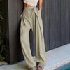 Новые женские однотонные широкие брюки, женские свободные повседневные брюки с высокой талией для мытья полов