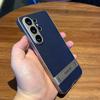 Чехол для телефона Samsung Galaxy S25 S26 Ultra S26Ultra, деловой, из кожи личи, матовый, с невидимой подставкой-держателем, покрытие с гальваническим покрытием