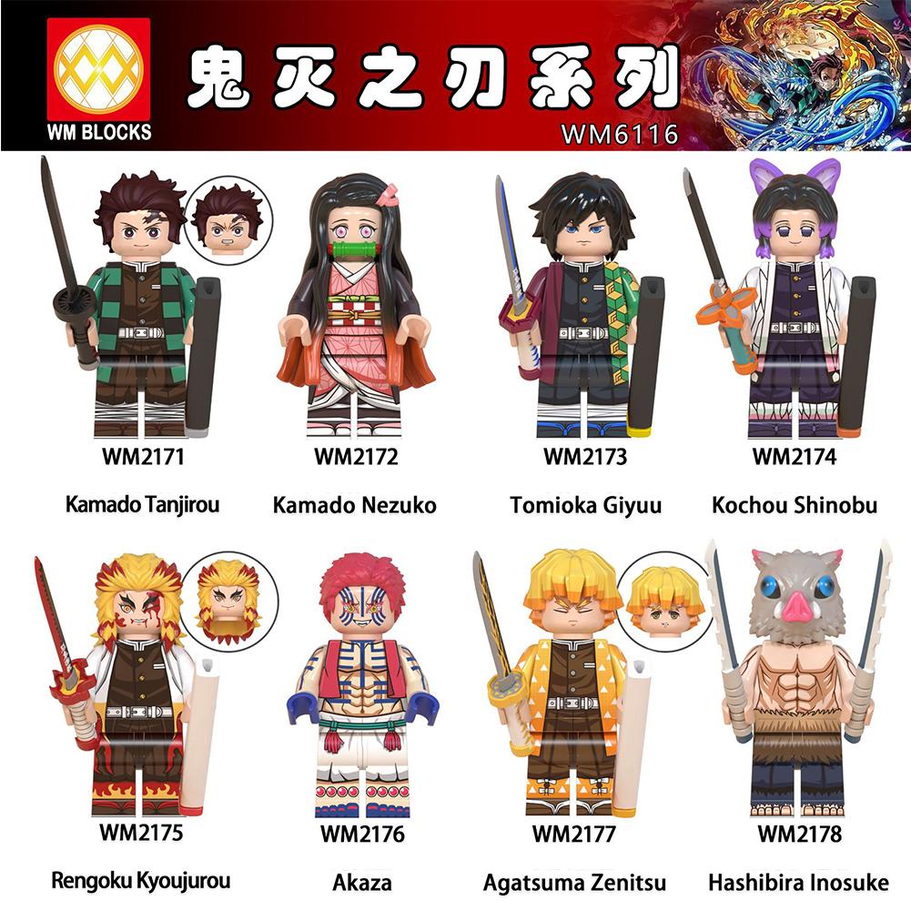 Demon Slayer Series Tanjiro Nezuko Inosuke Doll Building Blocks Plastic Children's Assembled Toy