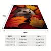 A Cozy And Warm Autumn Decoration Featuring a Hedgehog And Maple Leaves Flannel Blanket, Made of Soft Polyester with Digital Printing, Suita
