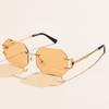 Retro Women Y2k Rimless Polygon Sunglasses Fashion Shades Square Cutting Lens Ladies Octagon Frameless Eyeglasses