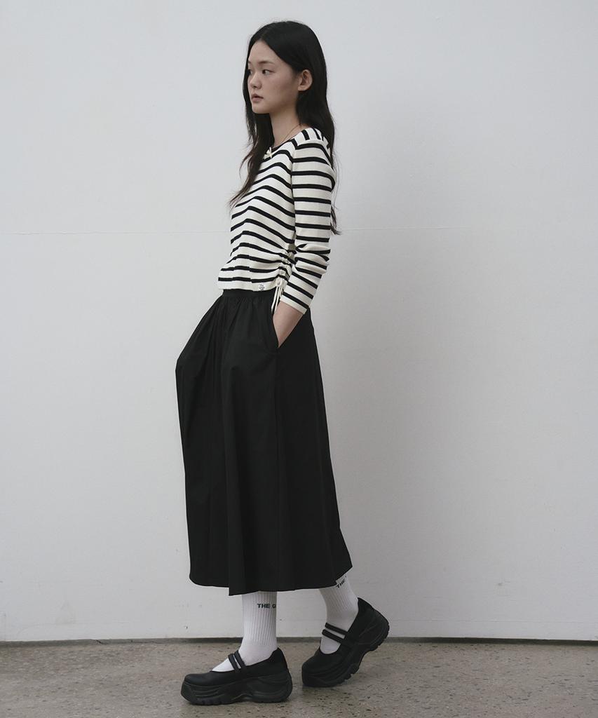 THE GREEN LAB Striped Shirred Knit [White]