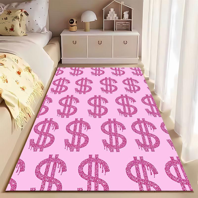 Pink Glitter Dollar Sign Pattern suitable as a non-slip mat for the living room or bedroom sofa