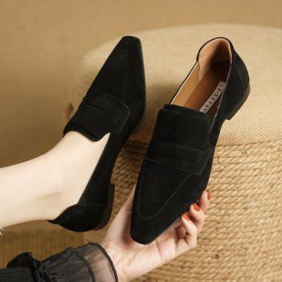 Весна и лето новые кашемировые рабочие туфли с заостренным носком кожаные туфли модные высококачественные универсальные женские туфли