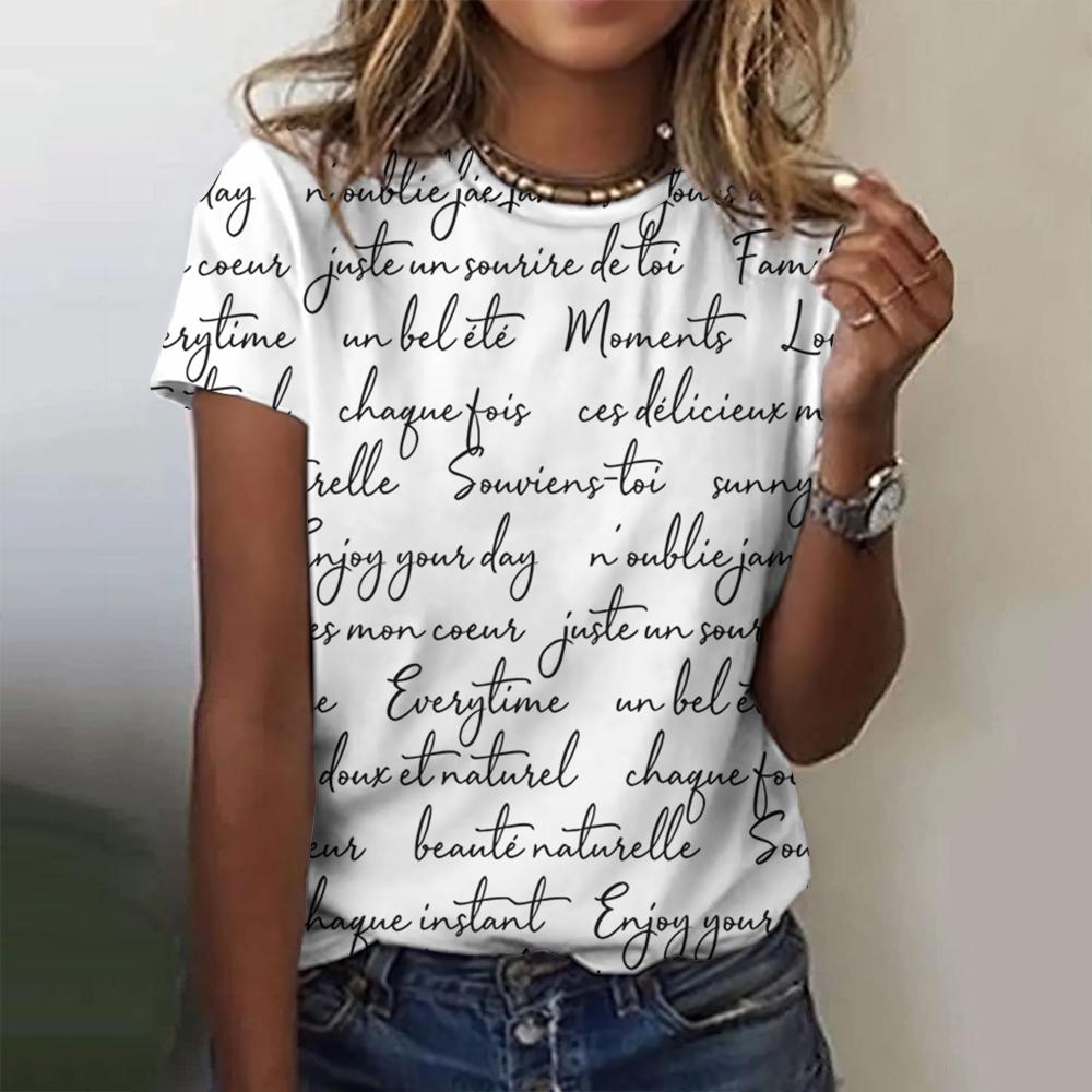 Ретро женская футболка с 3D-принтом, футболка с принтом букв, летняя повседневная футболка с круглым вырезом и короткими рукавами, винтажные футболки, мужская одежда оверсайз