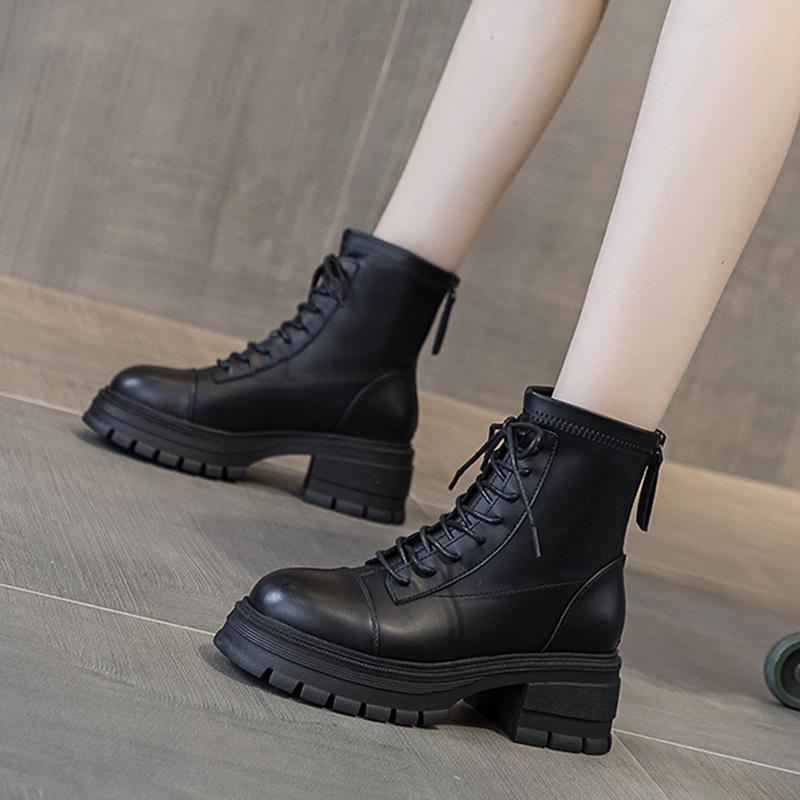 Осенне-зимние женские ботинки на толстой подошве из микрофибры, новые мотоциклетные ботинки с круглым носком, массивные ботинки зимние ботинки челси 35-39