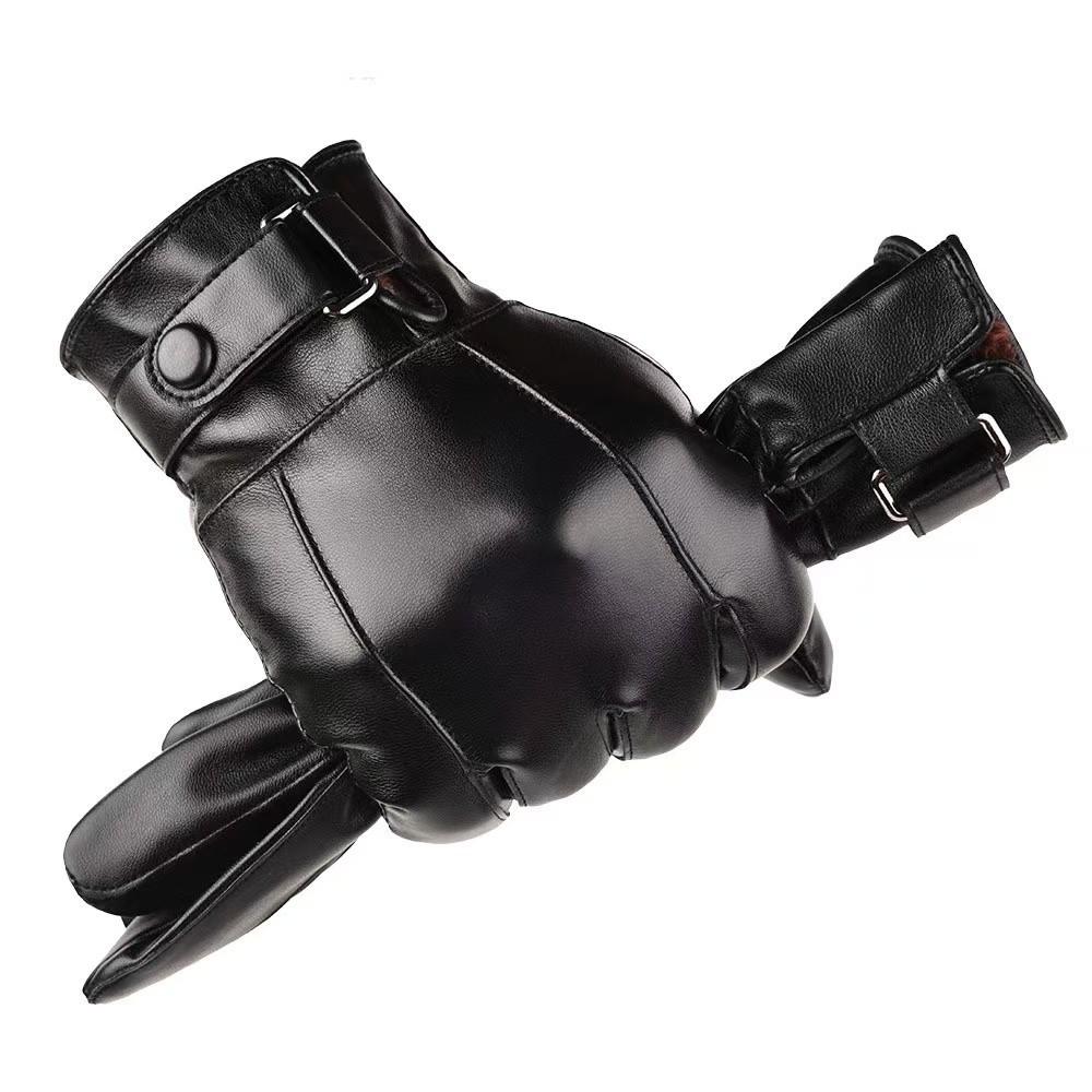 Thickened PU Leather Gloves Thermal Fleece Winter Gloves New Touch Screen Gloves Skiing