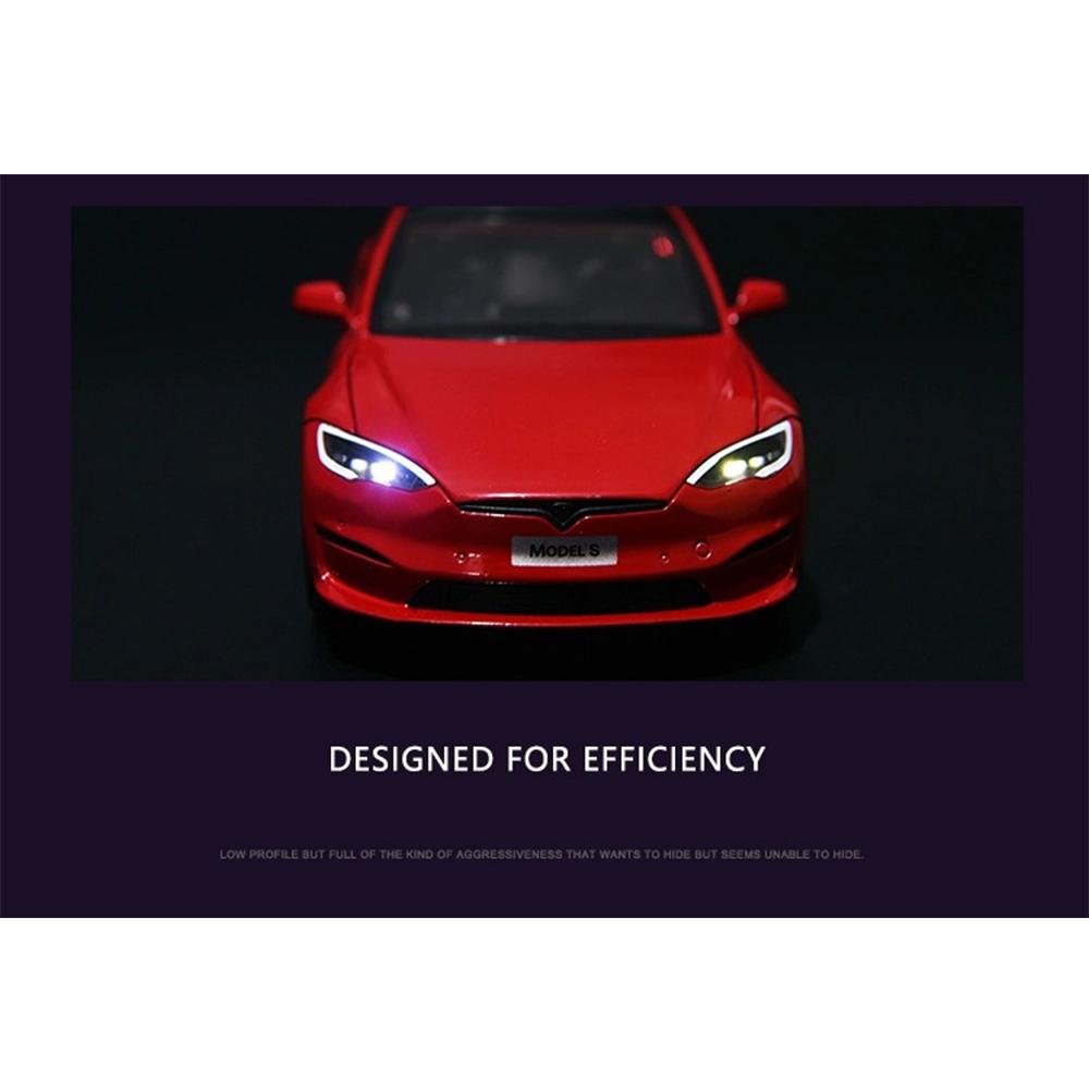 1/24 Scale Diecast Vehicle for Tesla Model S Model Car with Charging Station Collectible Sound Light Toy