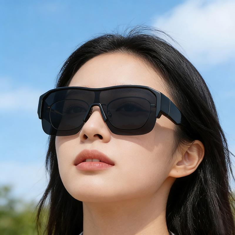 Женские ультралегкие поляризационные велоочки с полуободком - Для ношения поверх очков по рецепту, Накладные, Защита от УФ