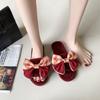 Fashion Casual Fluffy Slippers Women House Flats Fashion Winter Bowknot Designer Shoes Ladies Home Plush Platform Elegant Footwear 2025