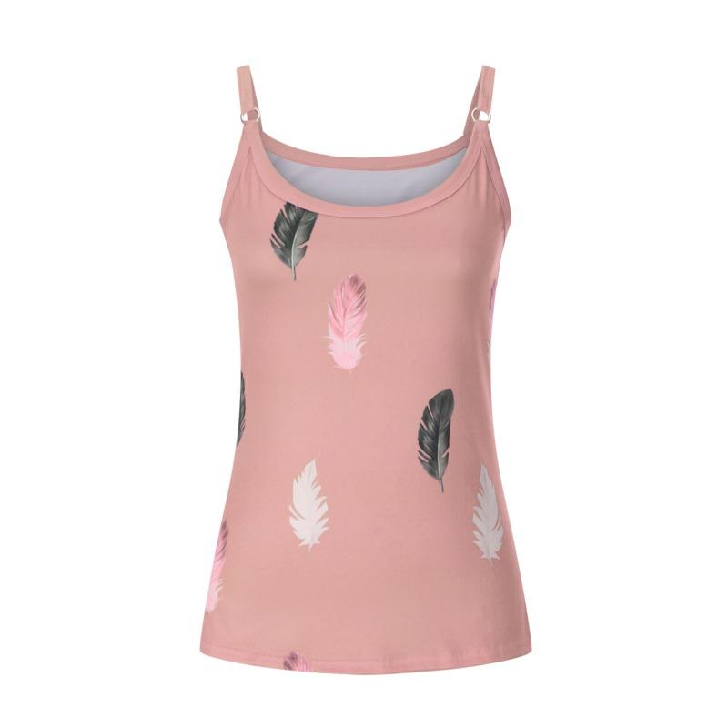 Летние свободные женские майки без рукавов с принтом перьев, модные повседневные жилеты больших размеров, простые офисные женские блузки, женская майка, женская одежда