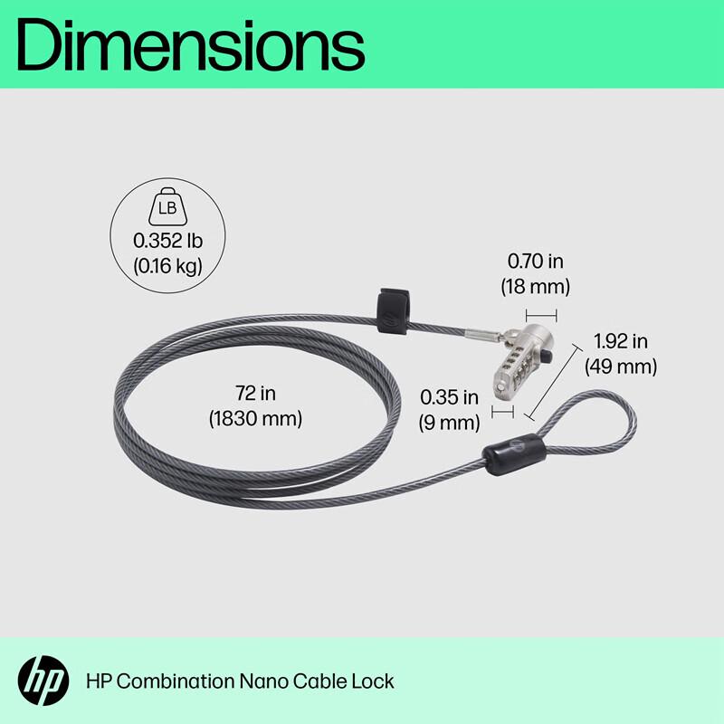 HP Nano Cable Password Computer Lock