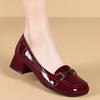 Кожаные туфли женские удобные круглые туфли женские модные лакированные туфли на толстом каблуке женские одинарные туфли с одной педалью