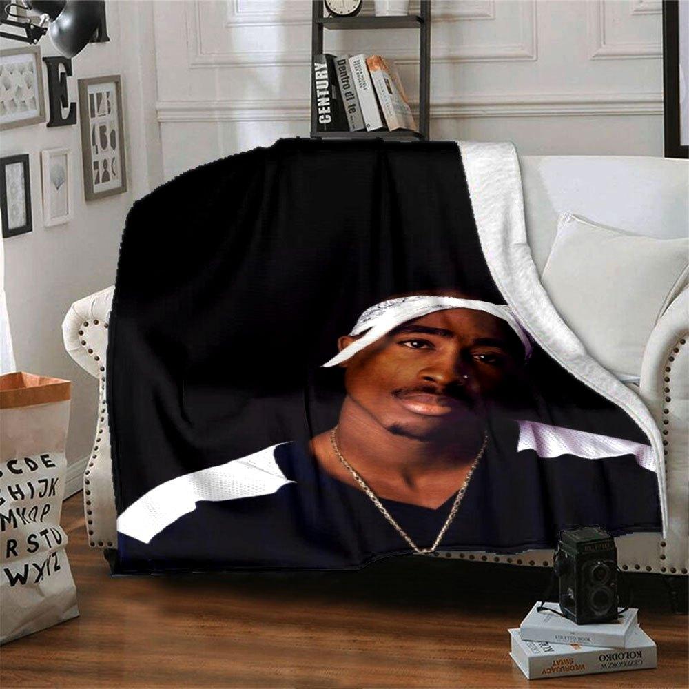 1 шт. Плед в стиле Hip Hop 2Pac, Мягкий, Легкий, Для всех сезонов, Многоцелевой плед для дивана, кровати, офиса и пикников, Французский стиль с культовыми обложками альбомов и цитатами
