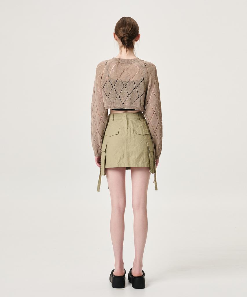 Etmont Strap Cargo Mini Skirt, Khaki
